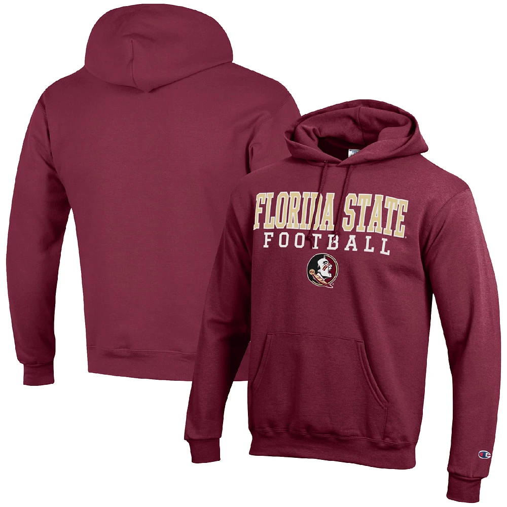 Men's Champion Garnet Florida State Seminoles Football Stack Pullover Hoodie