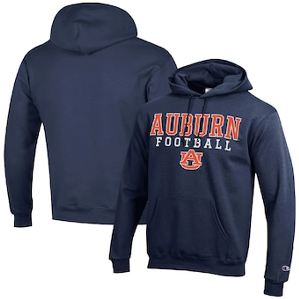 Men's Champion Navy Auburn Tigers Football Stack Pullover Hoodie