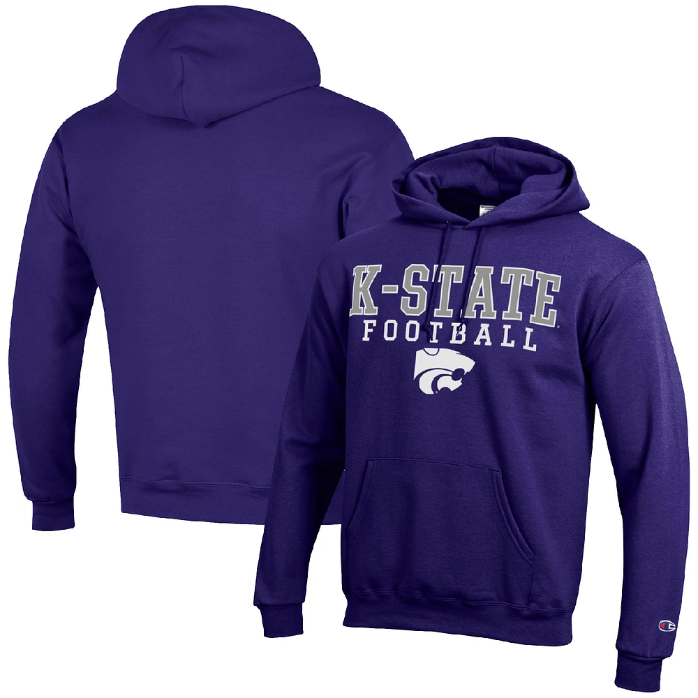 Men's Champion Purple Kansas State Wildcats Football Stack Pullover Hoodie