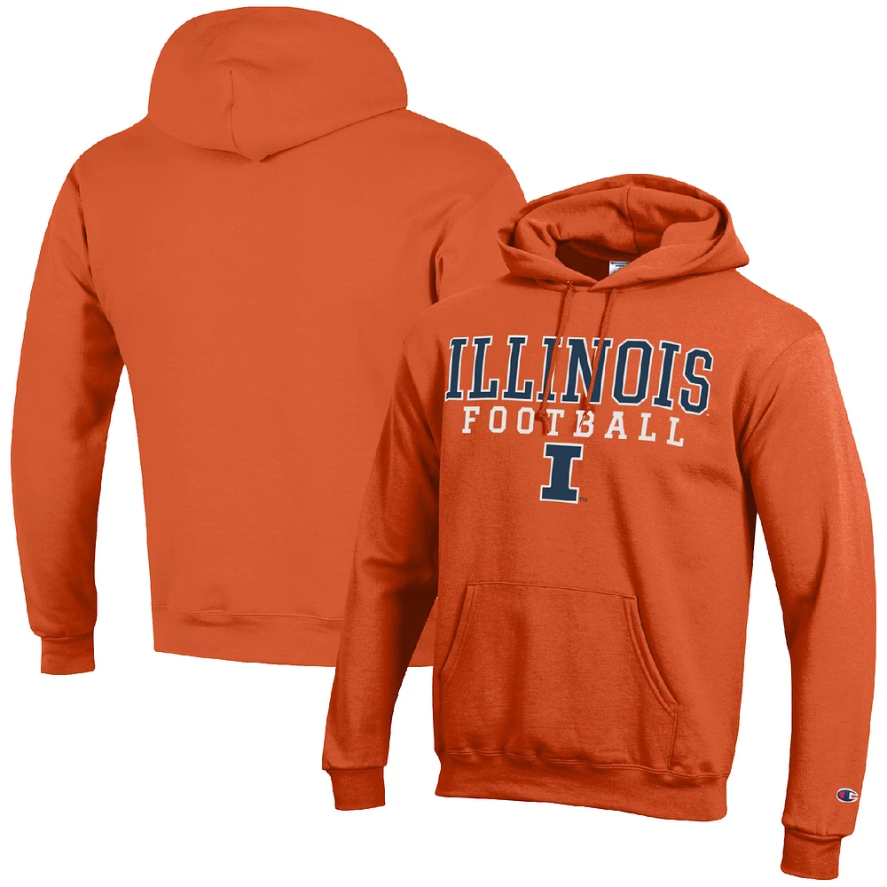Men's Champion Orange Illinois Fighting Illini Football Stack Pullover Hoodie