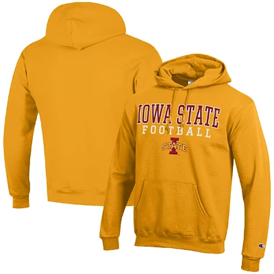 Men's Champion Gold Iowa State Cyclones Football Stack Pullover Hoodie