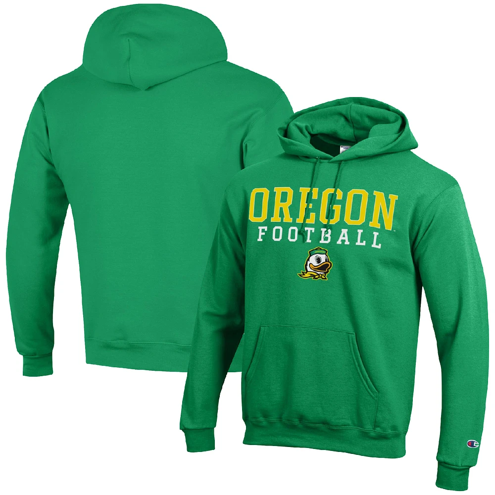 Men's Champion Green Oregon Ducks Football Stack Pullover Hoodie