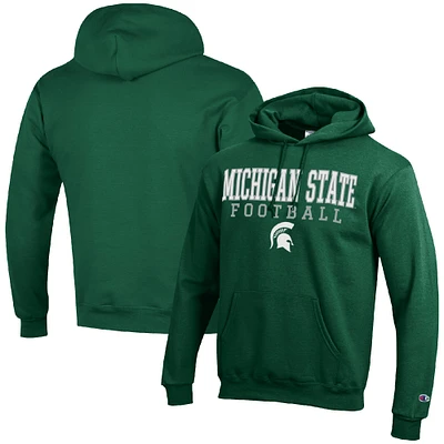 Men's Champion Michigan State Spartans Football Stack Pullover Hoodie