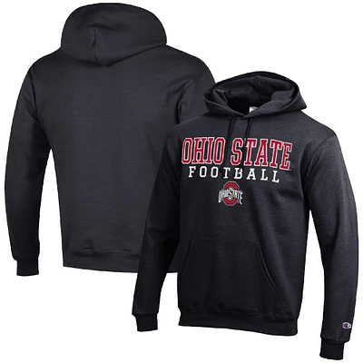 Men's Champion Black Ohio State Buckeyes Football Stack Pullover Hoodie
