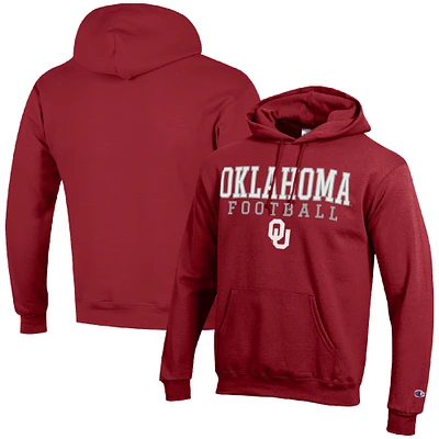 Men's Champion Crimson Oklahoma Sooners Football Stack Pullover Hoodie