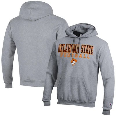 Men's Champion Heather Gray Oklahoma State Cowboys Football Stack Pullover Hoodie