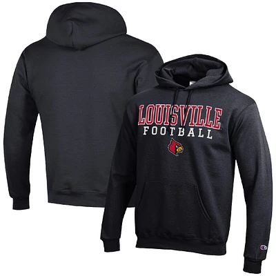 Men's Champion Louisville Cardinals Football Stack Pullover Hoodie