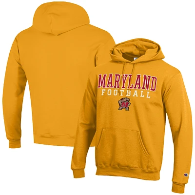 Men's Champion Gold Maryland Terrapins Football Stack Pullover Hoodie