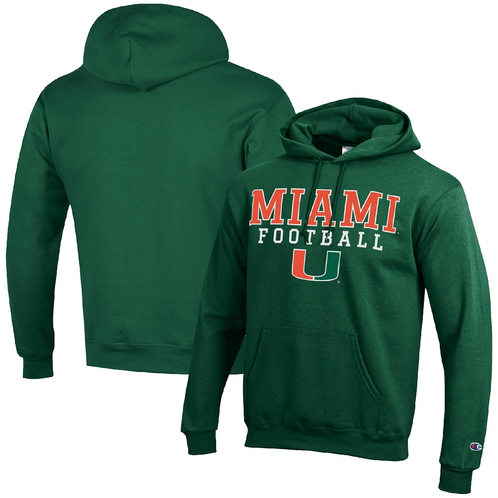 Men's Champion Miami Hurricanes Football Stack Pullover Hoodie
