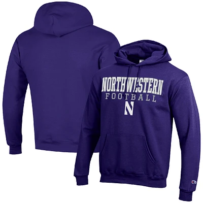 Men's Champion Northwestern Wildcats Football Stack Pullover Hoodie