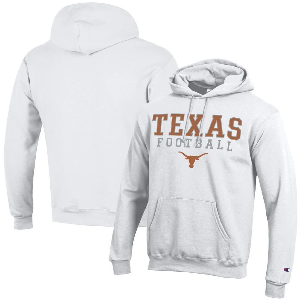 Men's Champion White Texas Longhorns Football Stack Pullover Hoodie