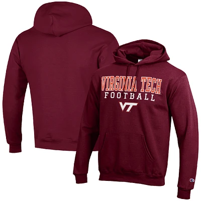 Men's Champion Maroon Virginia Tech Hokies Football Stack Pullover Hoodie