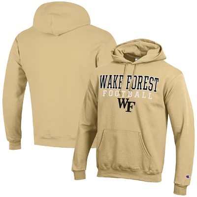 Men's Champion Gold Wake Forest Demon Deacons Football Stack Pullover Hoodie