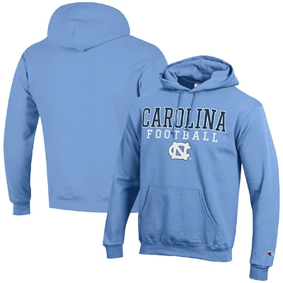 Men's Champion Carolina Blue North Tar Heels Football Stack Pullover Hoodie