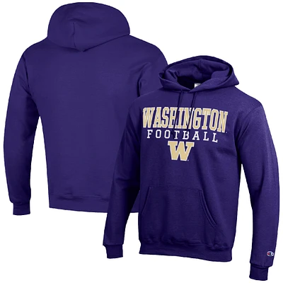 Men's Champion Washington Huskies Football Stack Pullover Hoodie