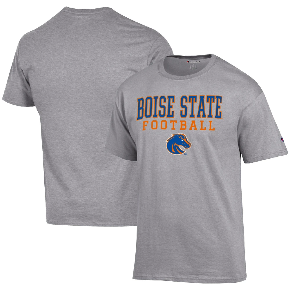 Men's Champion Heather Gray Boise State Broncos Football Stack T-Shirt