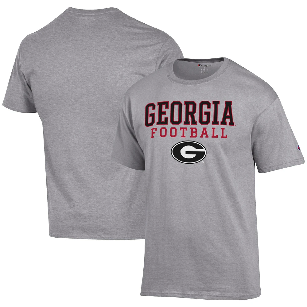 Men's Champion Heather Gray Georgia Bulldogs Football Stack T-Shirt