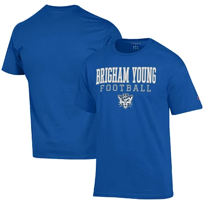 Men's Champion Royal BYU Cougars Football Stack T-Shirt