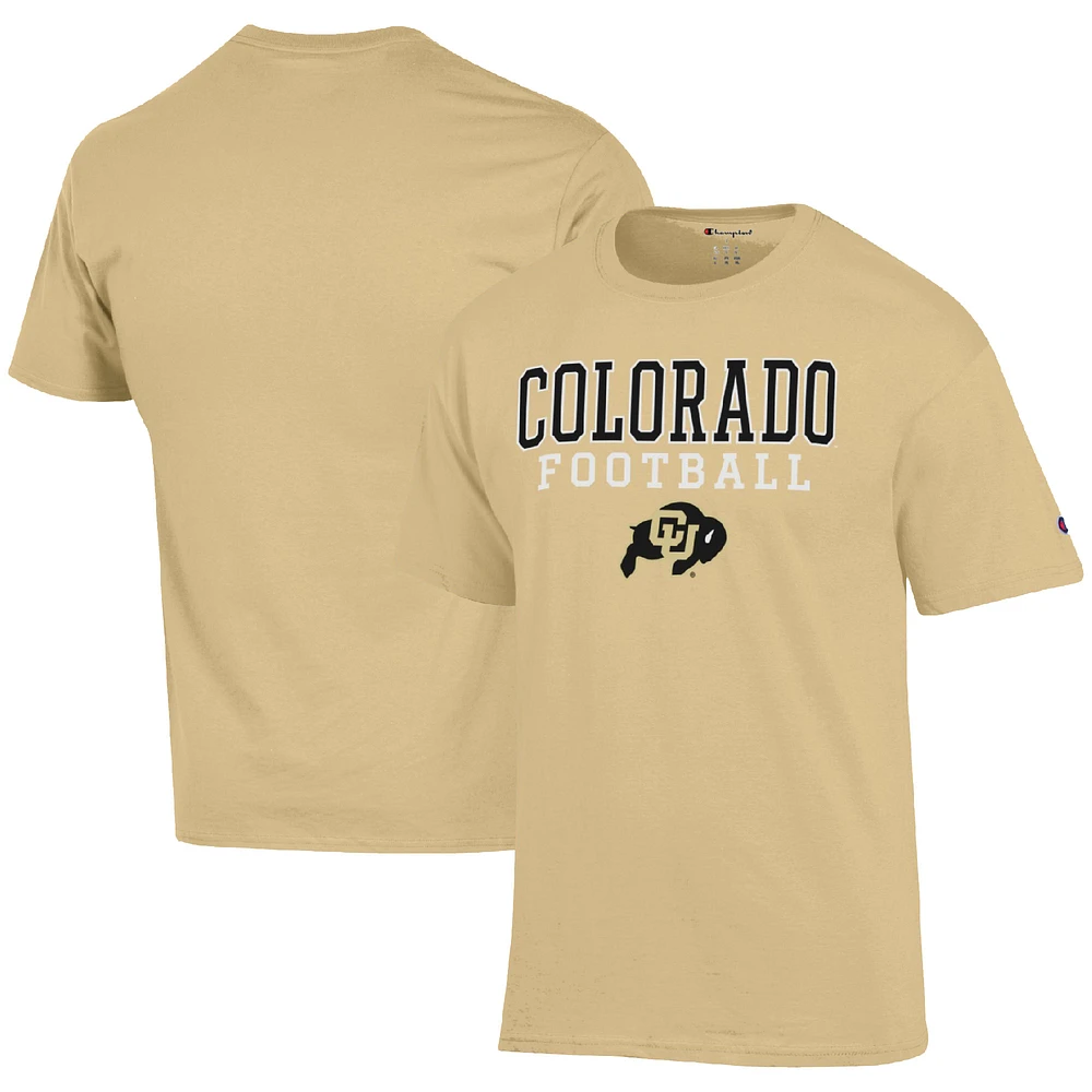 Men's Champion Gold Colorado Buffaloes Football Stack T-Shirt