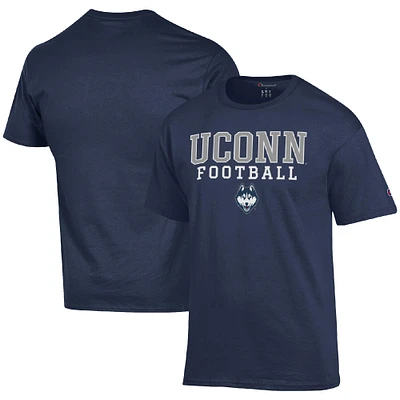 Men's Champion Navy UConn Huskies Football Stack T-Shirt