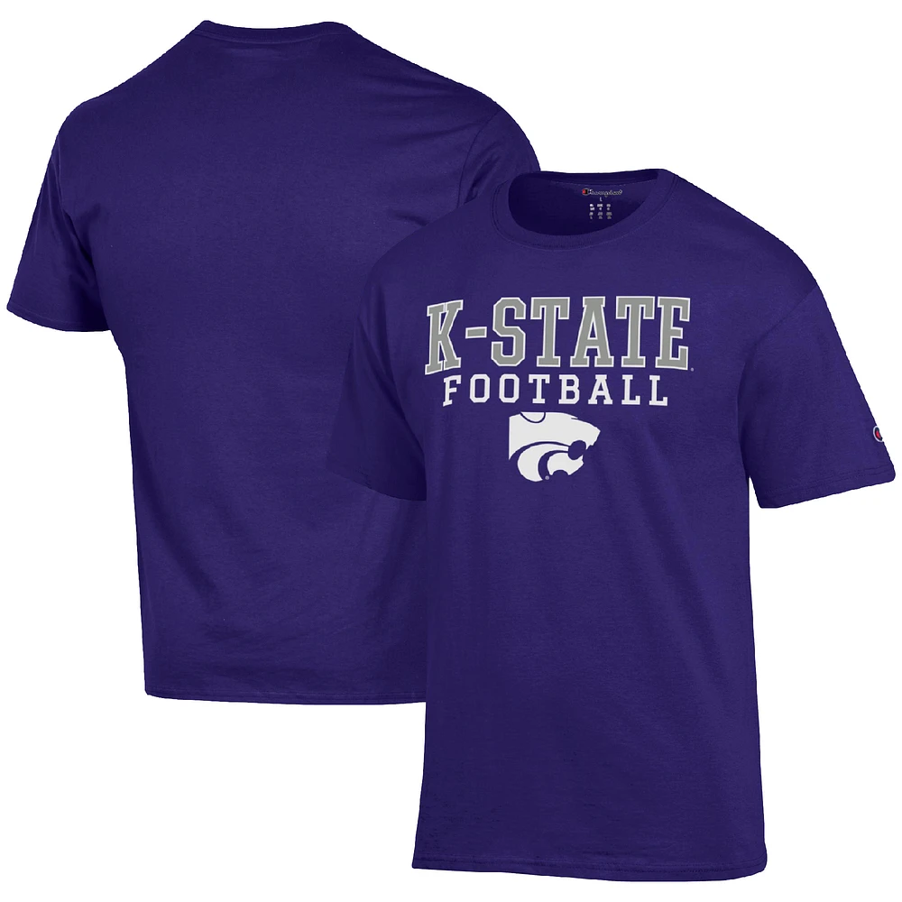 Men's Champion Purple Kansas State Wildcats Football Stack T-Shirt