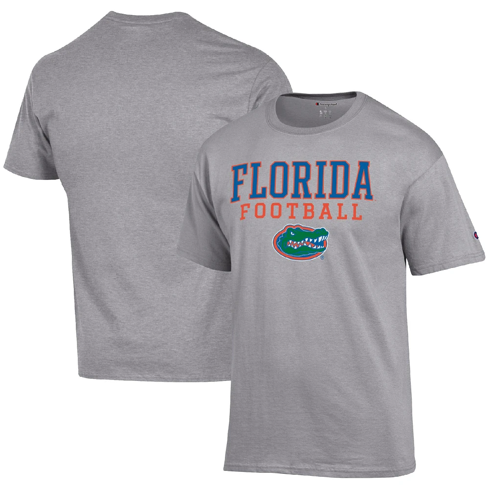 Men's Champion Heather Gray Florida Gators Football Stack T-Shirt