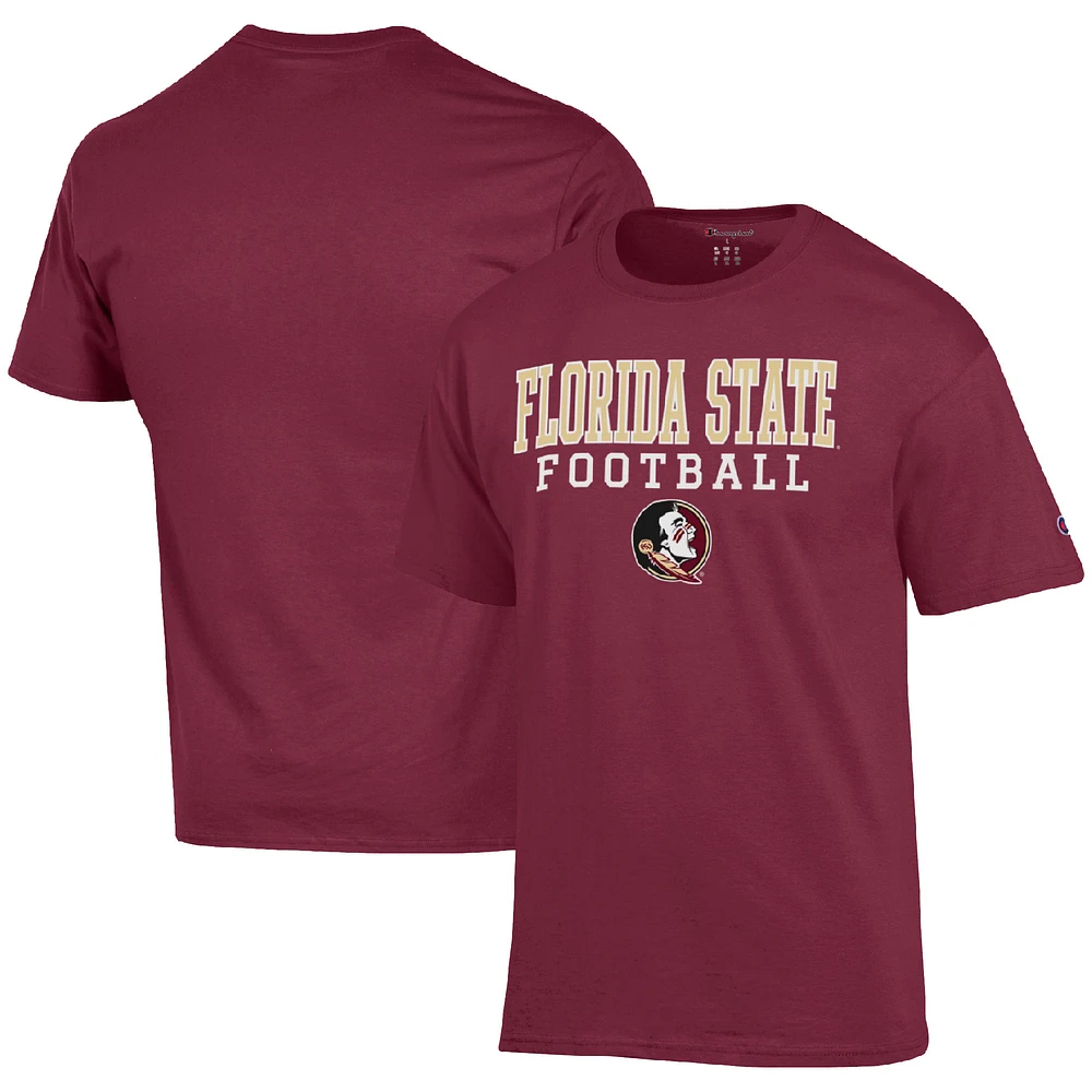 Men's Champion Garnet Florida State Seminoles Football Stack T-Shirt