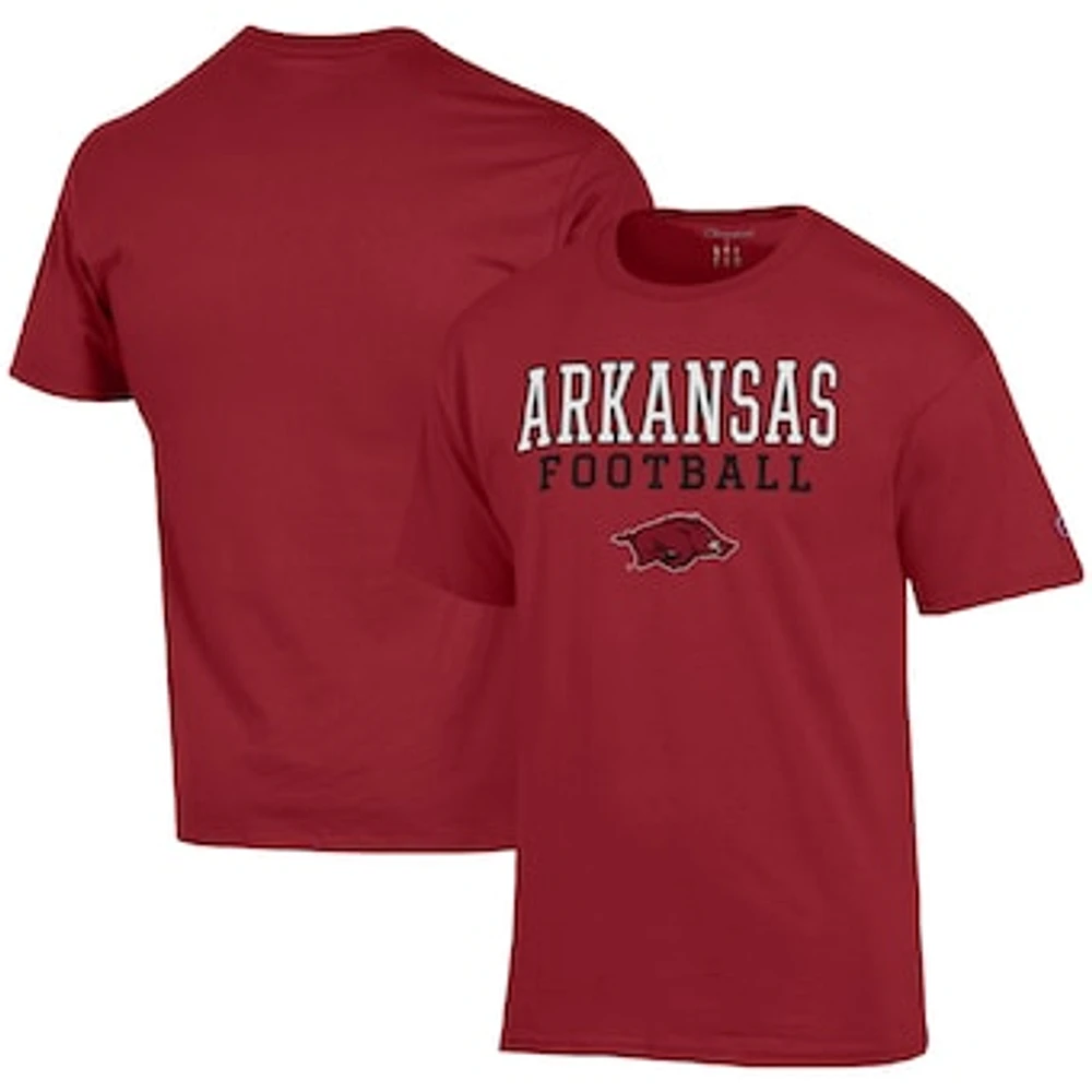 Men's Champion Cardinal Arkansas Razorbacks Football Stack T-Shirt