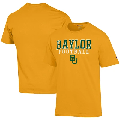 Men's Champion Gold Baylor Bears Football Stack T-Shirt
