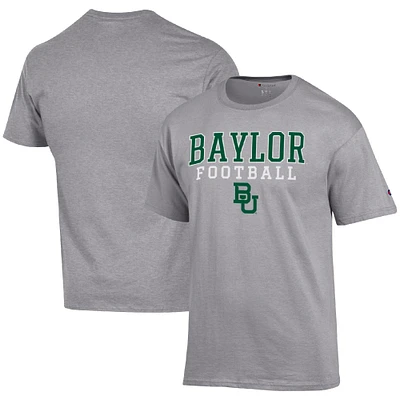 Men's Champion Heather Gray Baylor Bears Football Stack T-Shirt