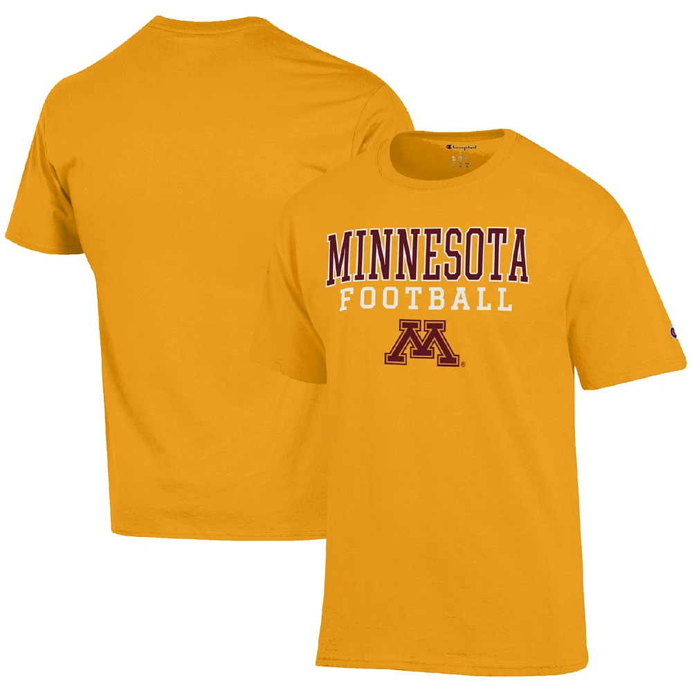 Men's Champion Gold Minnesota Golden Gophers Football Stack T-Shirt