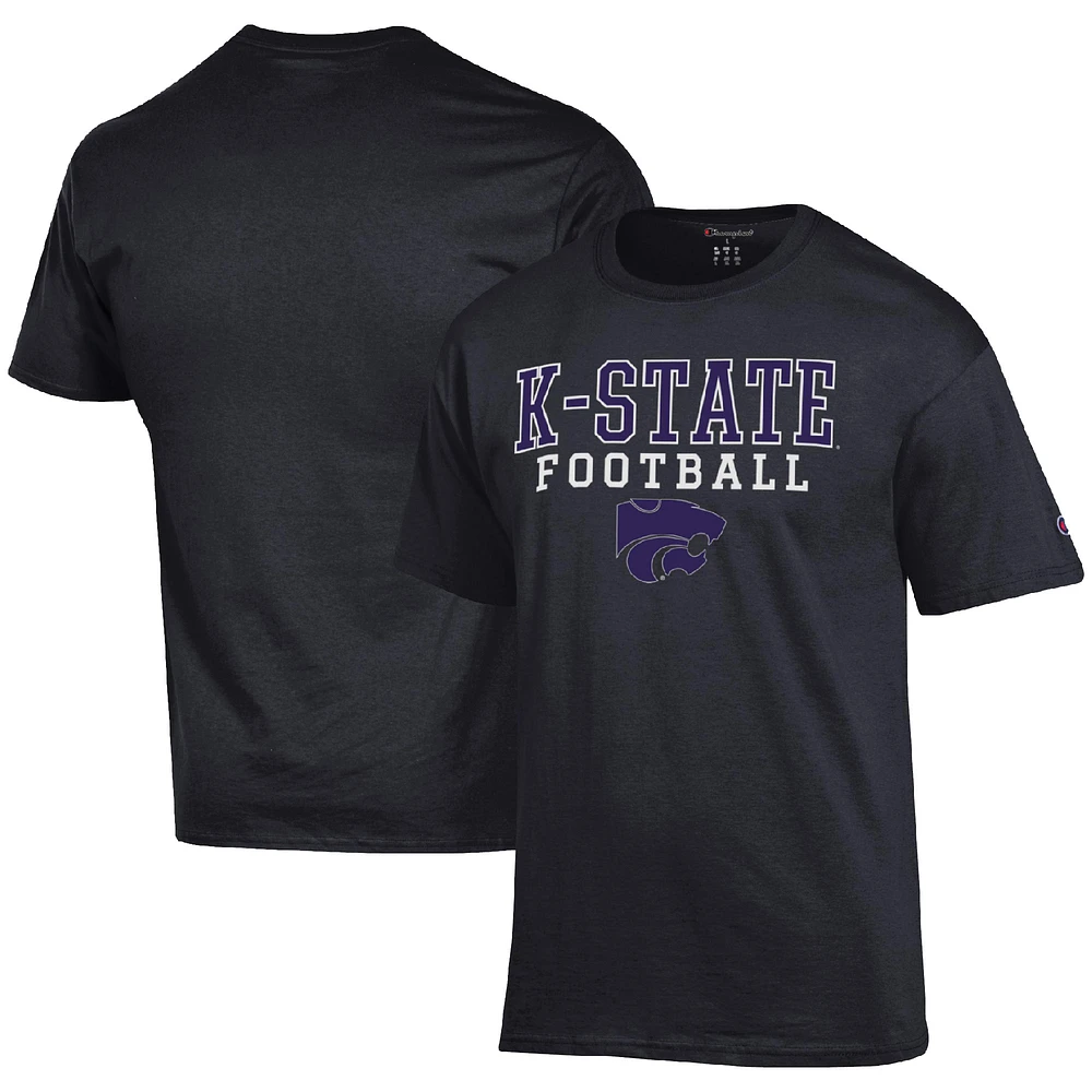 Men's Champion Black Kansas State Wildcats Football Stack T-Shirt