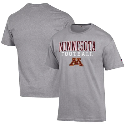 Men's Champion Heather Gray Minnesota Golden Gophers Football Stack T-Shirt