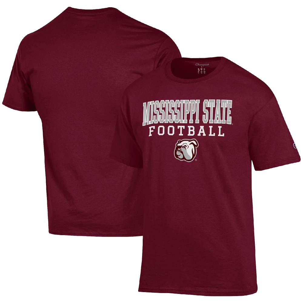 Men's Champion Maroon Mississippi State Bulldogs Football Stack T-Shirt