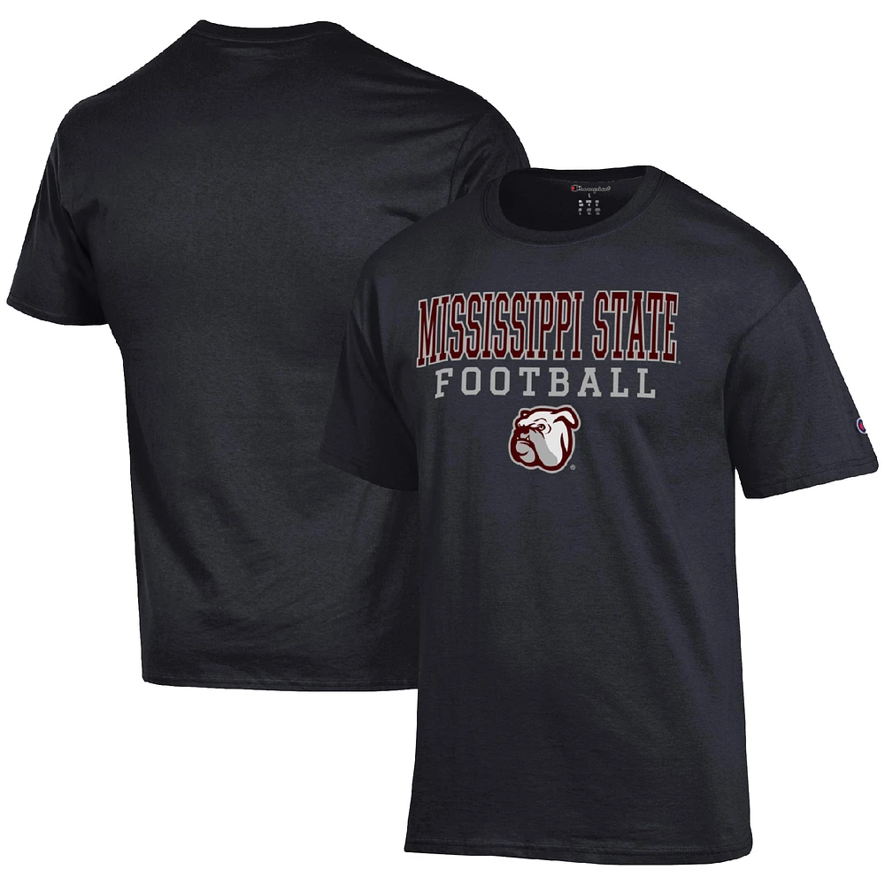 Men's Champion Black Mississippi State Bulldogs Football Stack T-Shirt