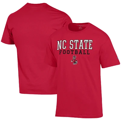 Men's Champion Red NC State Wolfpack Football Stack T-Shirt
