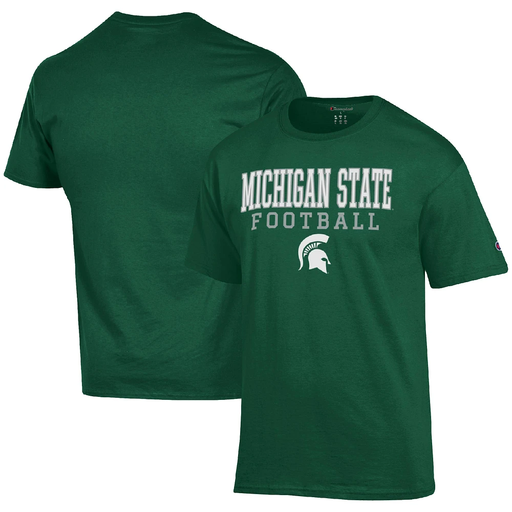 Men's Champion Green Michigan State Spartans Football Stack T-Shirt