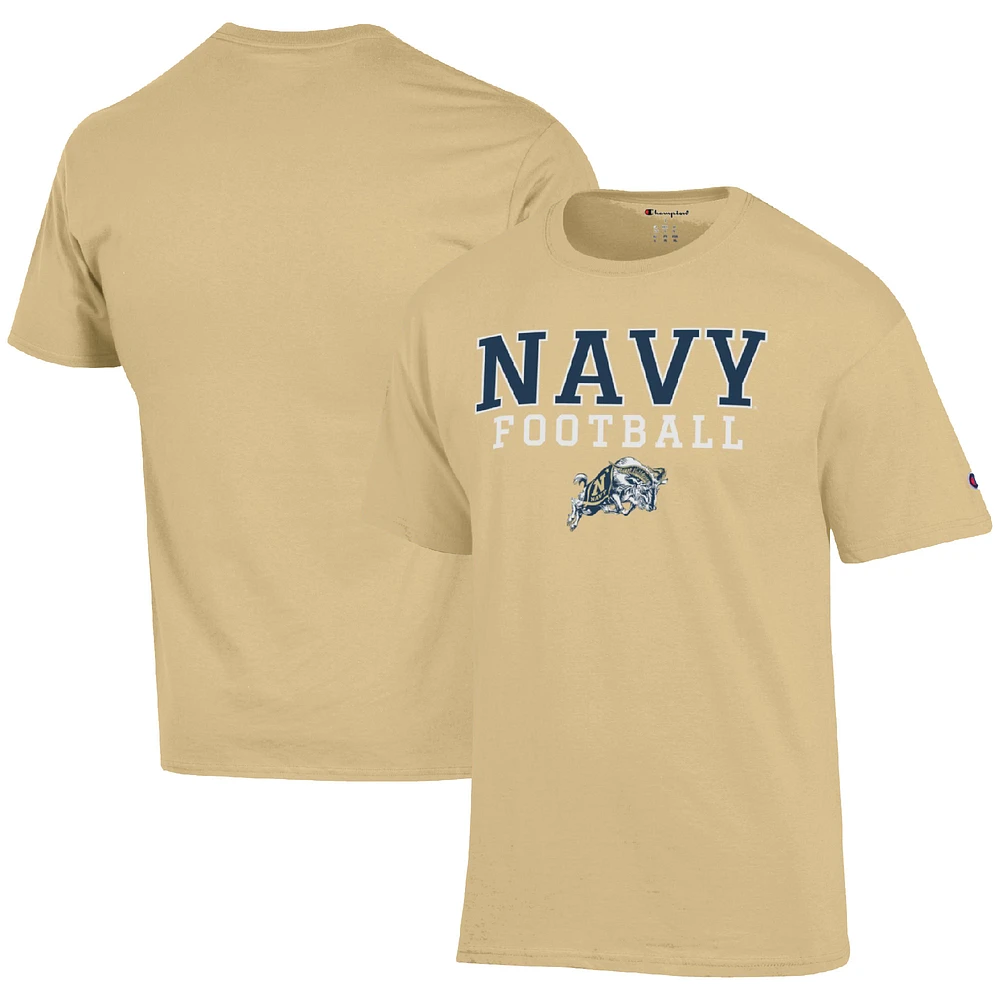 Men's Champion Gold Navy Midshipmen Football Stack T-Shirt