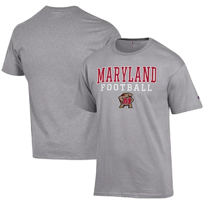 Men's Champion Heather Gray Maryland Terrapins Football Stack T-Shirt