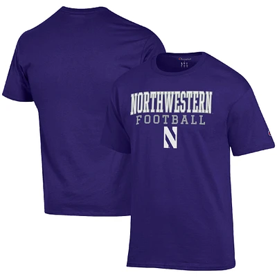 Men's Champion Northwestern Wildcats Football Stack T-Shirt