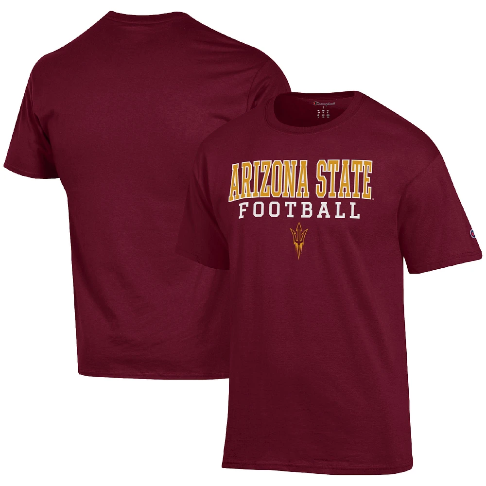 Men's Champion Maroon Arizona State Sun Devils Football Stack T-Shirt