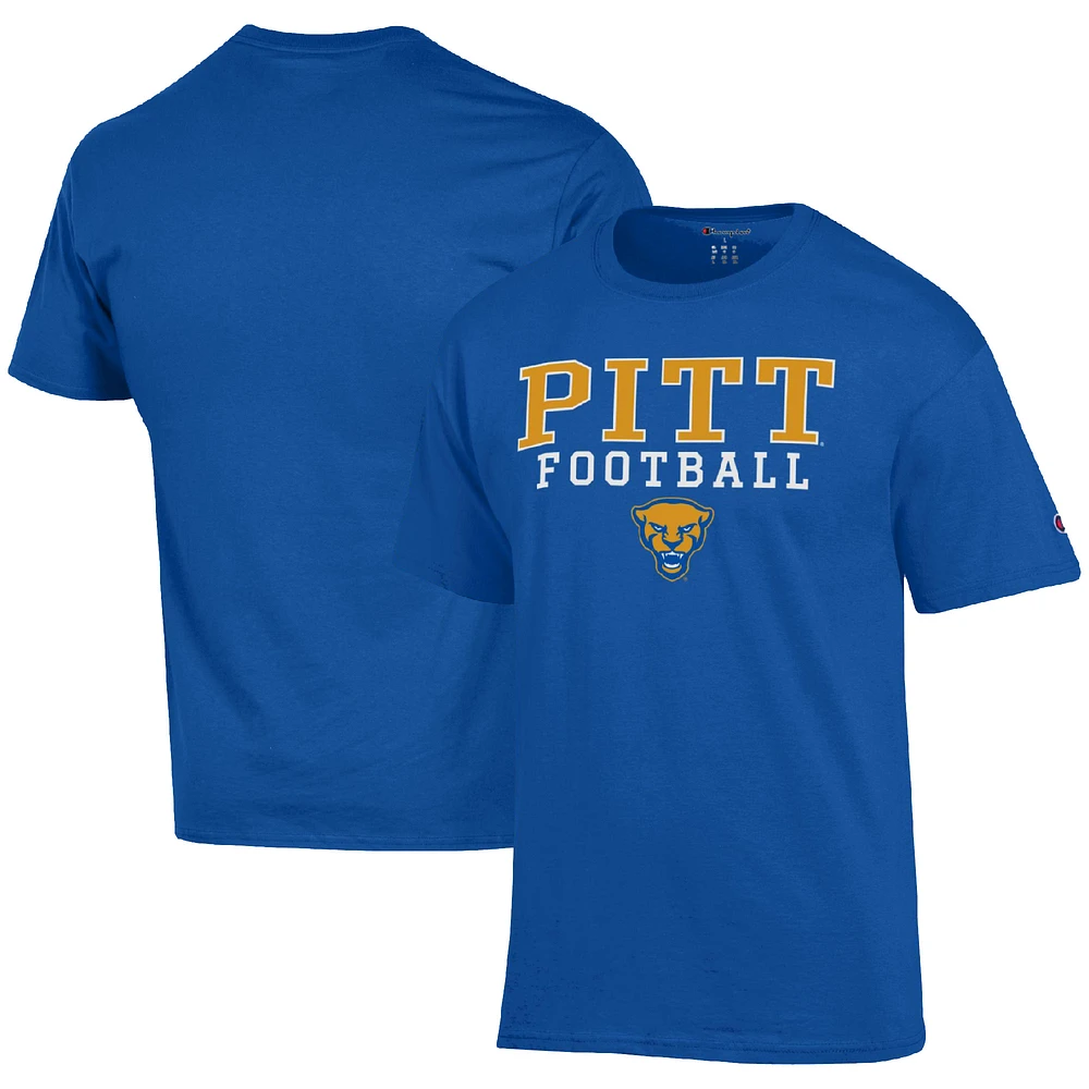 Men's Champion Royal Pitt Panthers Football Stack T-Shirt