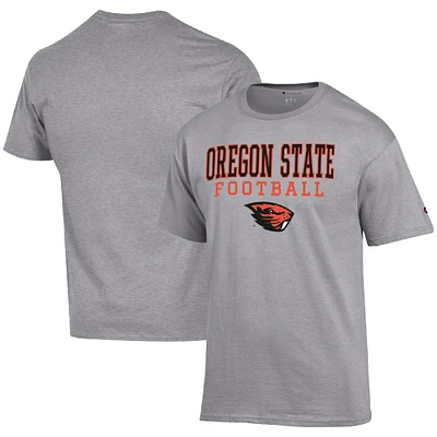 Men's Champion Heather Gray Oregon State Beavers Football Stack T-Shirt