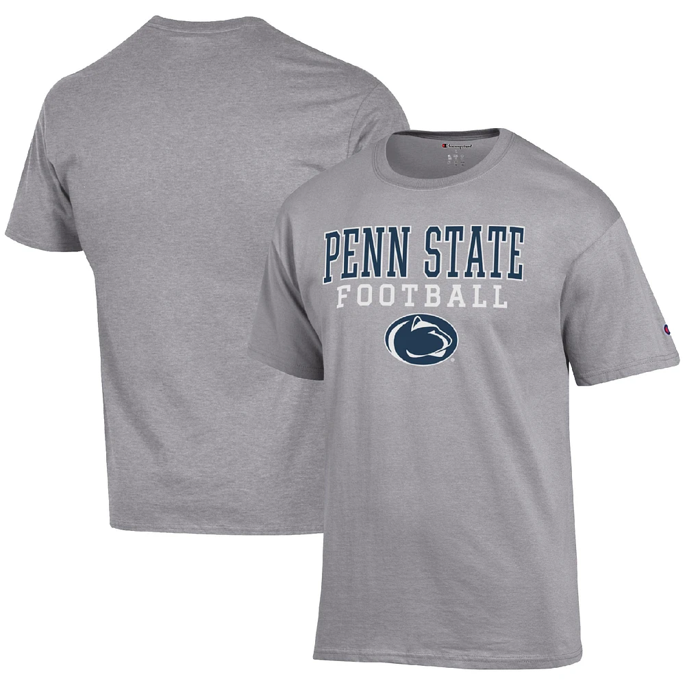Men's Champion Heather Gray Penn State Nittany Lions Football Stack T-Shirt