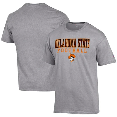 Men's Champion Heather Gray Oklahoma State Cowboys Football Stack T-Shirt