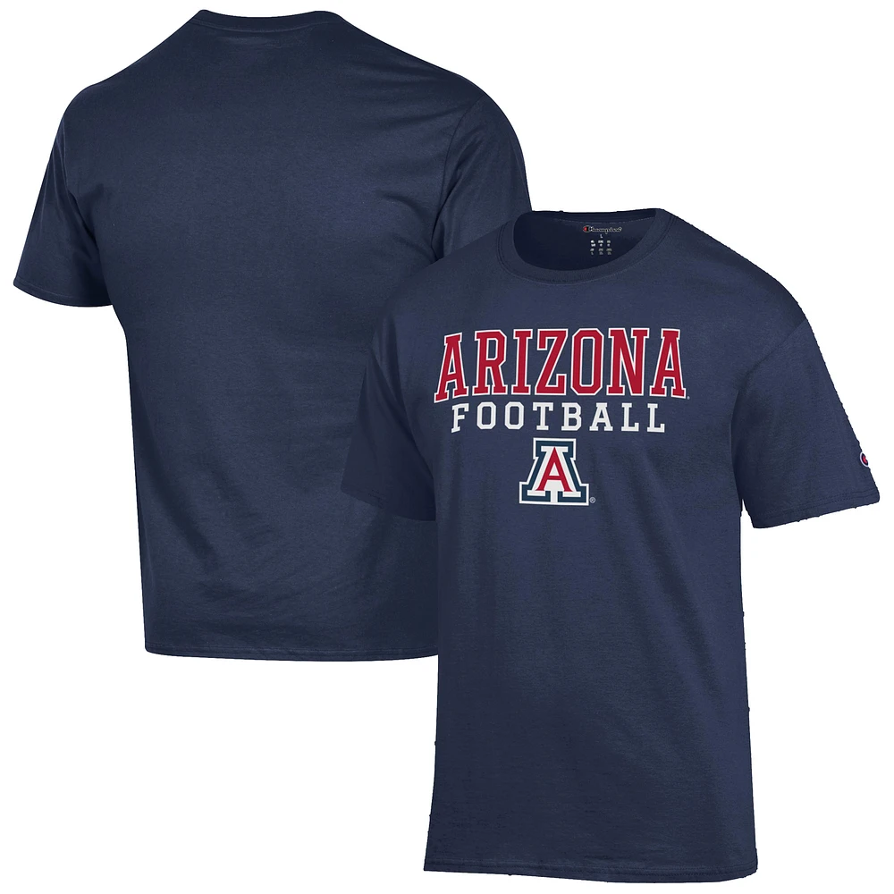 Men's Champion Navy Arizona Wildcats Football Stack T-Shirt