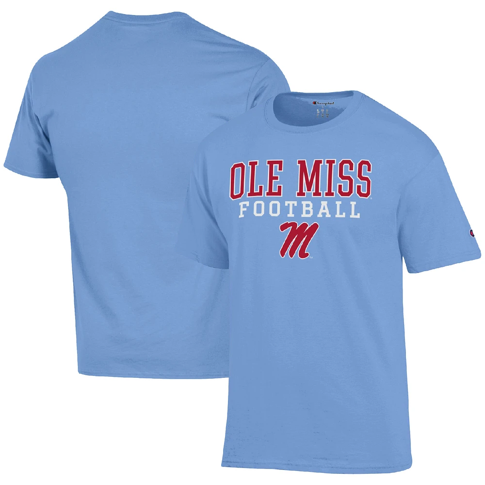 Men's Champion Powder Blue Ole Miss Rebels Football Stack T-Shirt