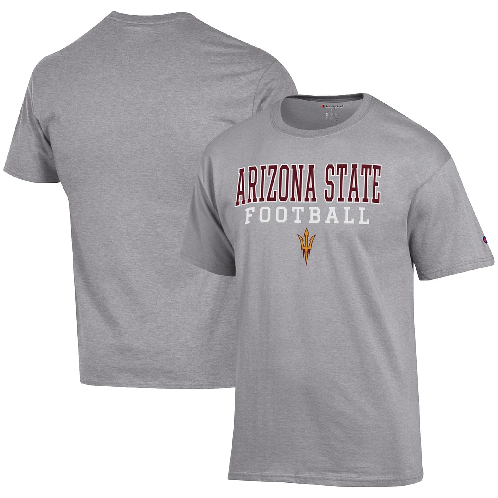 Men's Champion Heather Gray Arizona State Sun Devils Football Stack T-Shirt