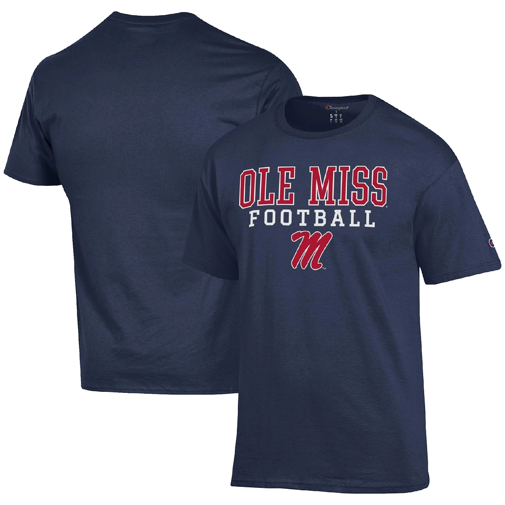 Men's Champion Navy Ole Miss Rebels Football Stack T-Shirt