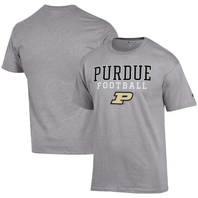 Men's Champion Heather Gray Purdue Boilermakers Football Stack T-Shirt